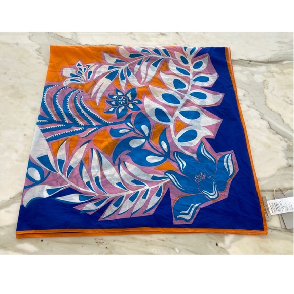 EMILIO PUCCI SAMOA AZURE COTTON-VOILE PAREO NWTS! - Picture 8 of 16